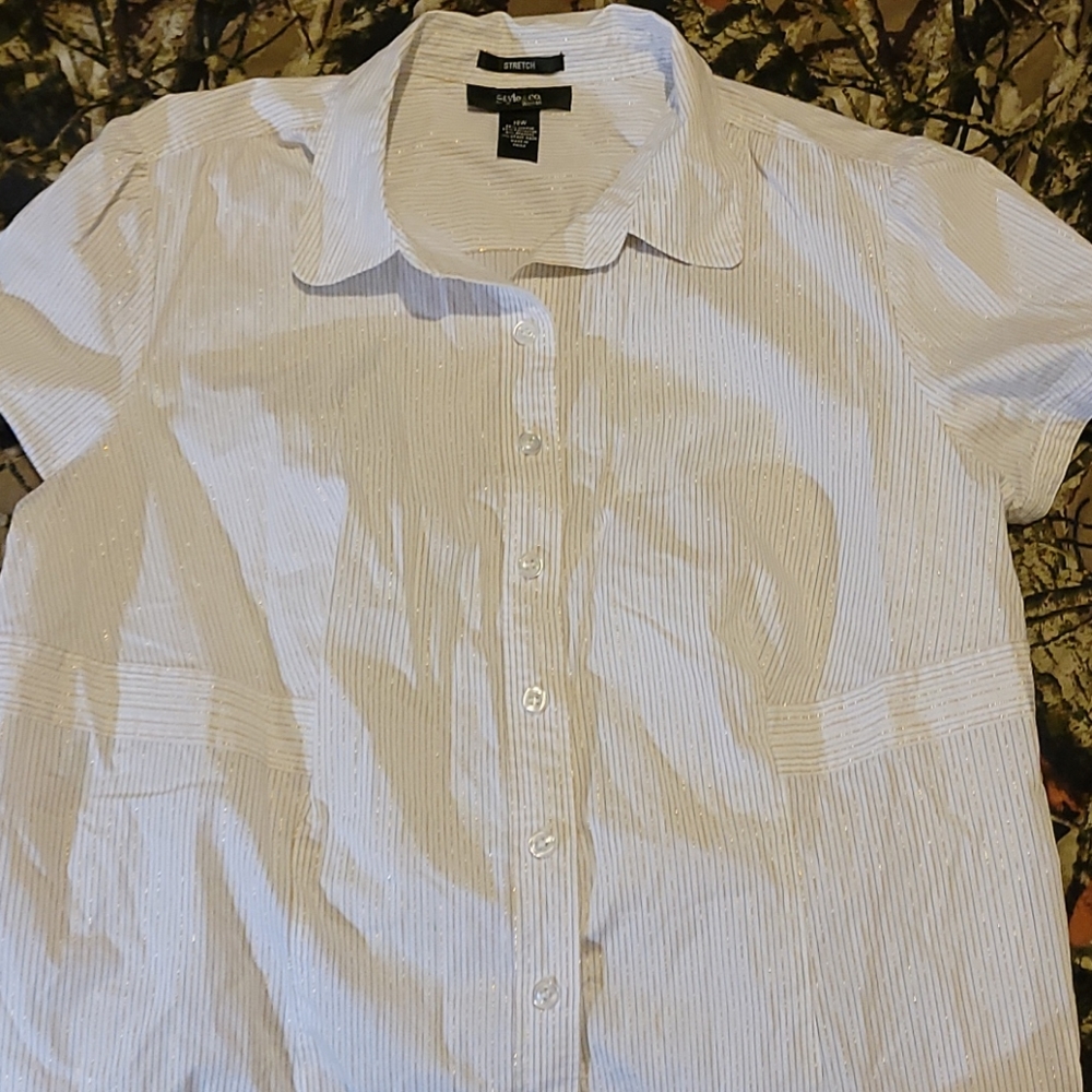 Style&Co woman's stretch pin strip blouse